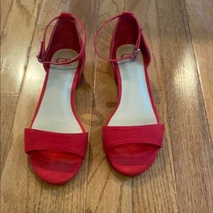 Suede texture red sandals girls